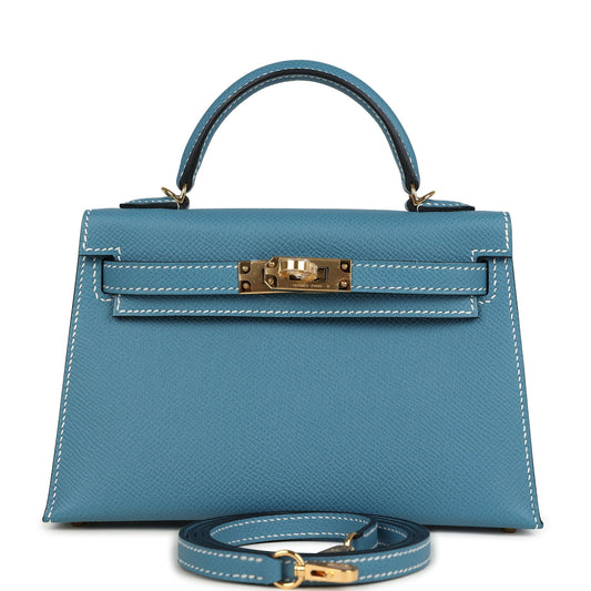 Kelly Sellier 20 Blue Jean Epsom Gold Hardware