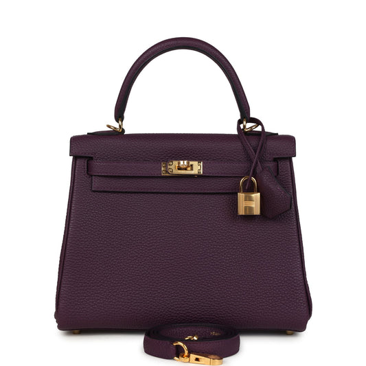 Kelly Retourne 25 Cassis Togo Gold Hardware