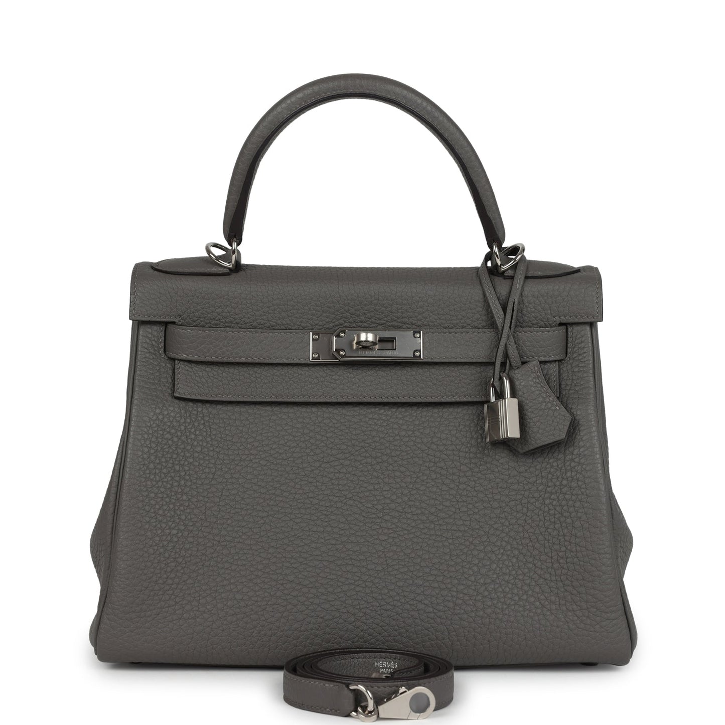 Kelly Retourne 28 Gris Meyer Clemence Palladium Hardware