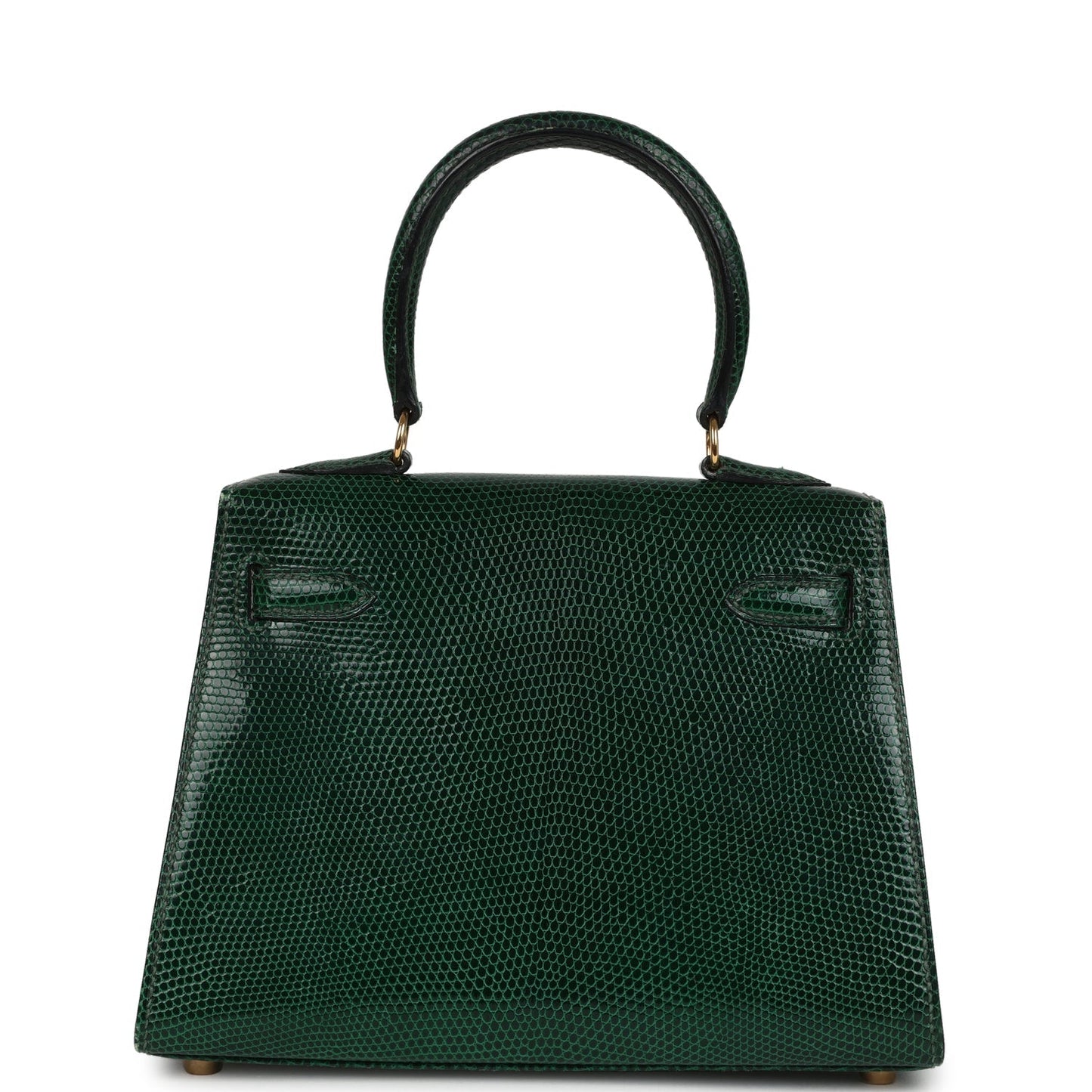 Vintage Kelly Sellier 20 Vert Fonce Varanus Salvator Lizard Gold Hardware