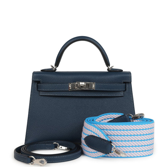 Kelly Sellier 20 Bleu de Prusse Epsom Palladium Hardware