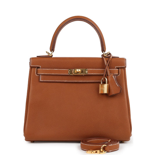 Kelly Retourne 25 Fauve Barenia Faubourg Gold Hardware