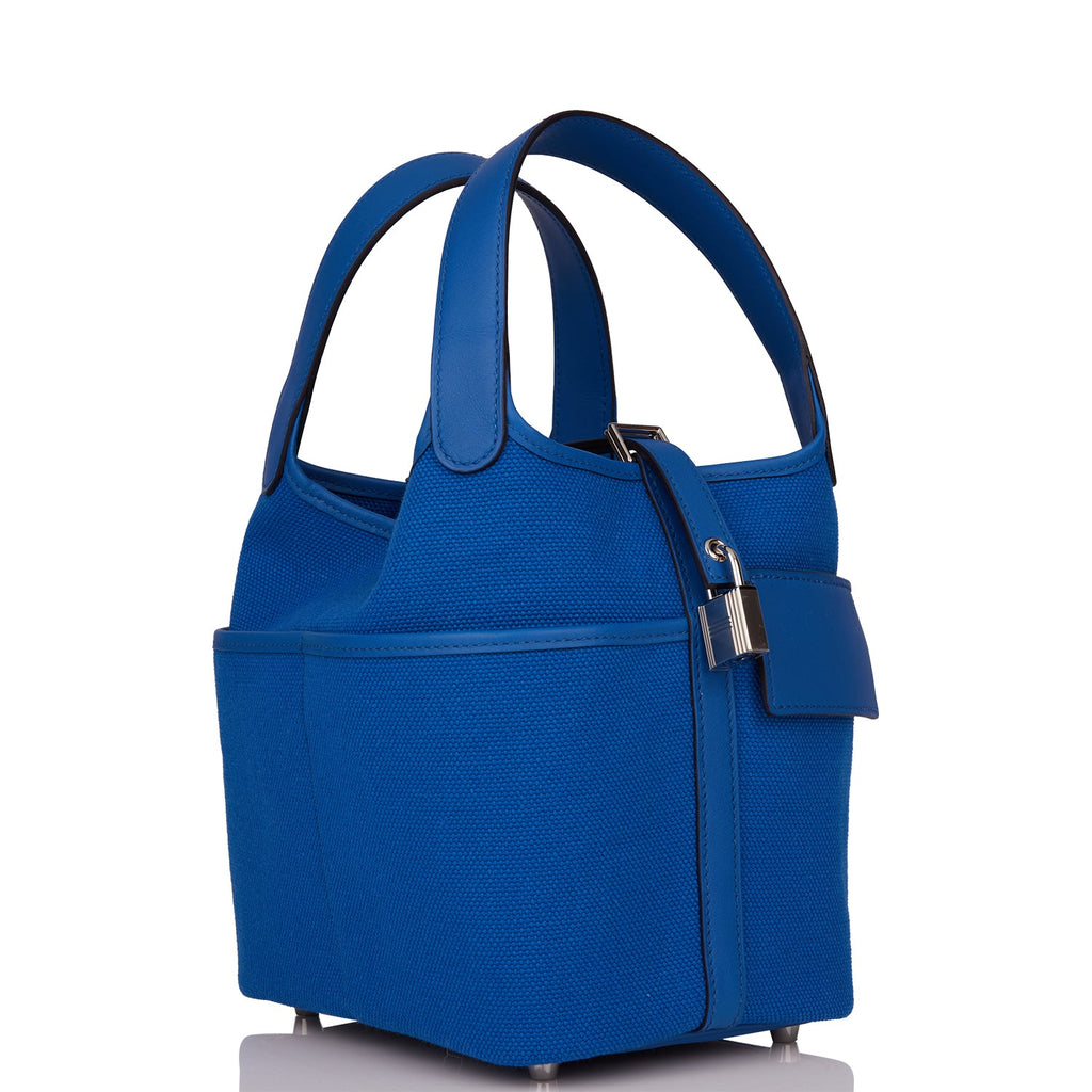 Picotin Cargo 18 Bleu France Swift and Toile Canvas Palladium Hardware