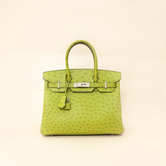 Hermes Vert Anis Ostrich Birkin 30 Bag