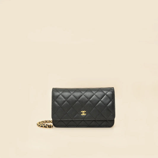 Chanel Black CC Classic Wallet On Chain