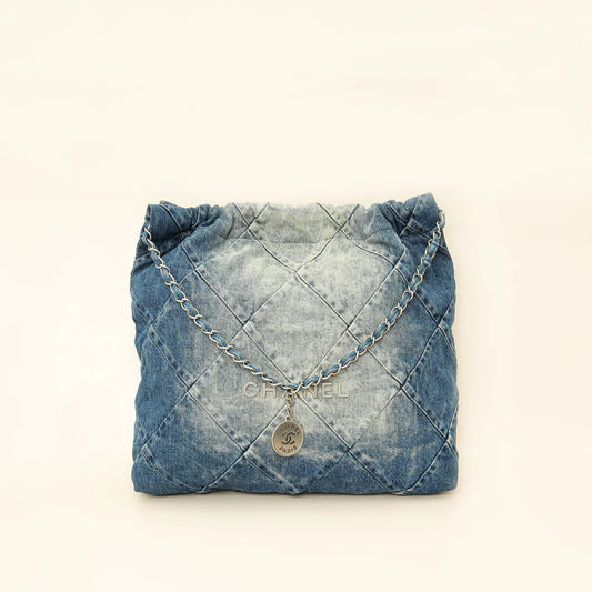 Chanel Blue Denim Chanel 22 Small