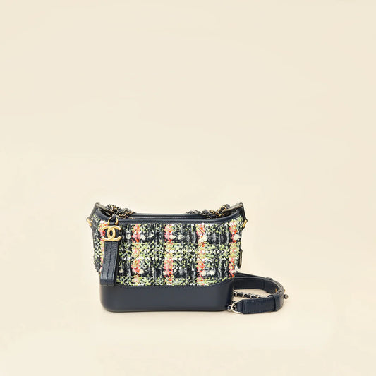 Chanel Navy Multicolor Tweed Gabrielle Hobo Small