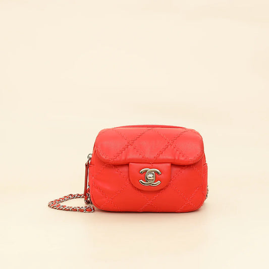 Chanel Red Ultimate Stitch Mini Flap Wallet on Chain