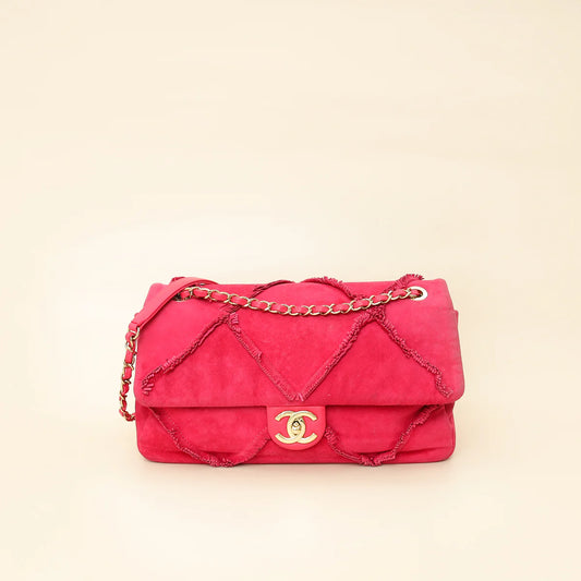 Chanel Fuchsia Diamond Fringe Flap
