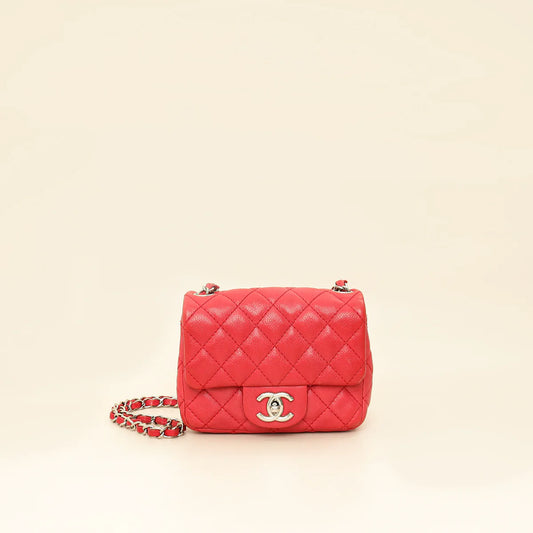 Chanel Red CC Classic Mini Square Flap