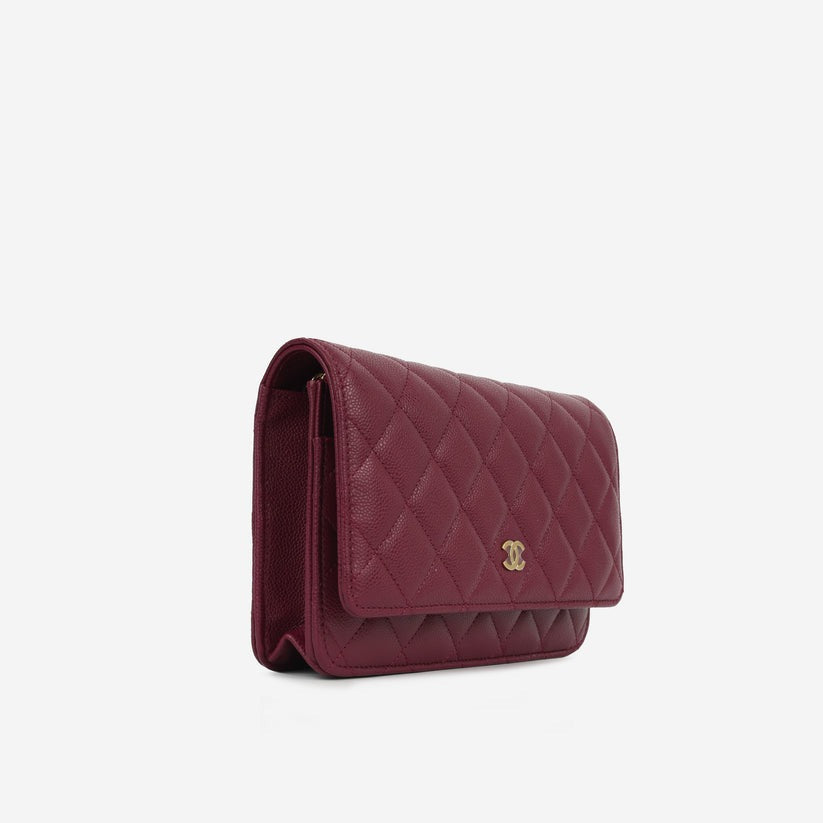 エレガント♪【CHANEL】25SS CLASSIC WALLET ON CHAIN Classic wallet on chain - Grained shiny calfskin & gold-tone