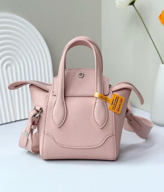 Pebbled Leather Crossbody Bag – Blush Pink