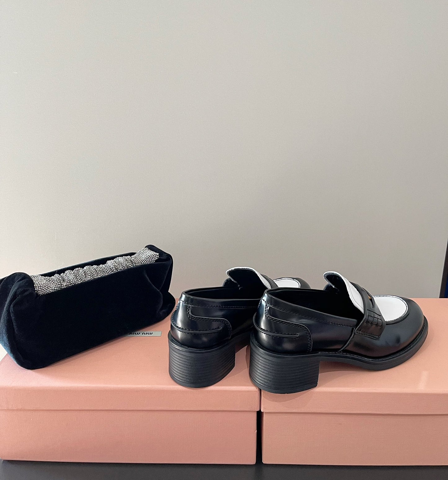 Black and White Heel Loafers