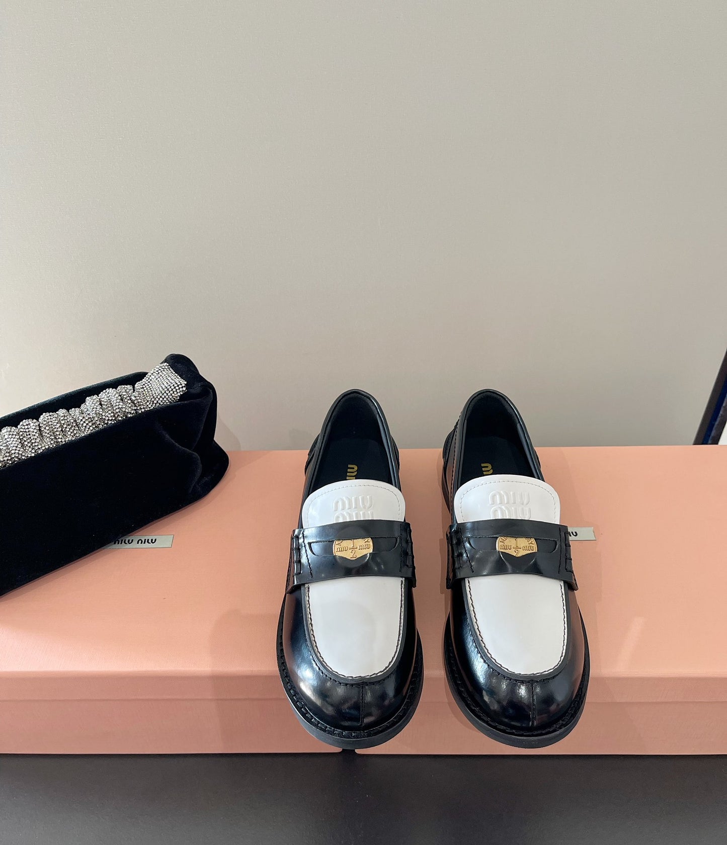 Black and white loafers