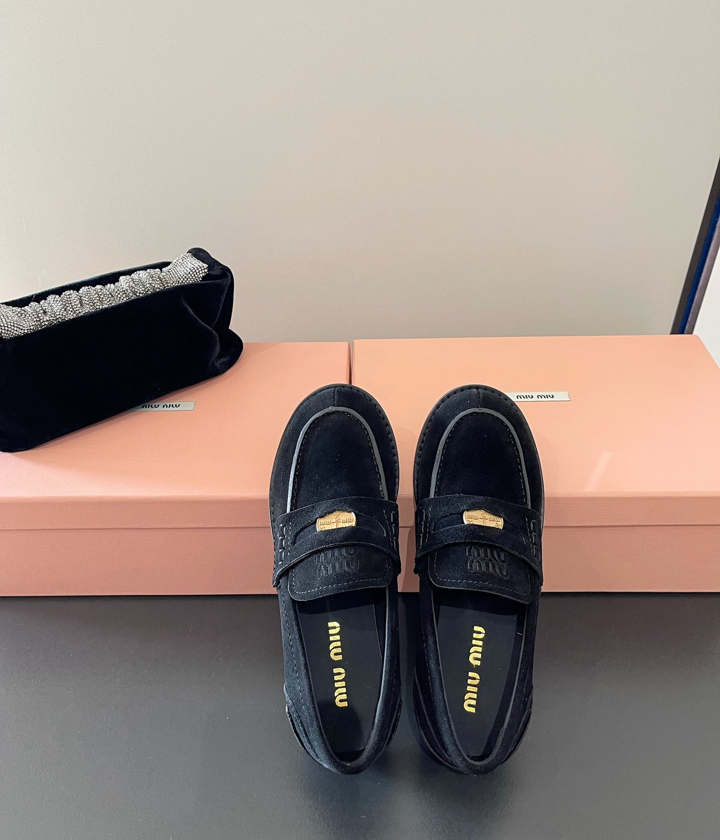 Black Chamoise Loafers