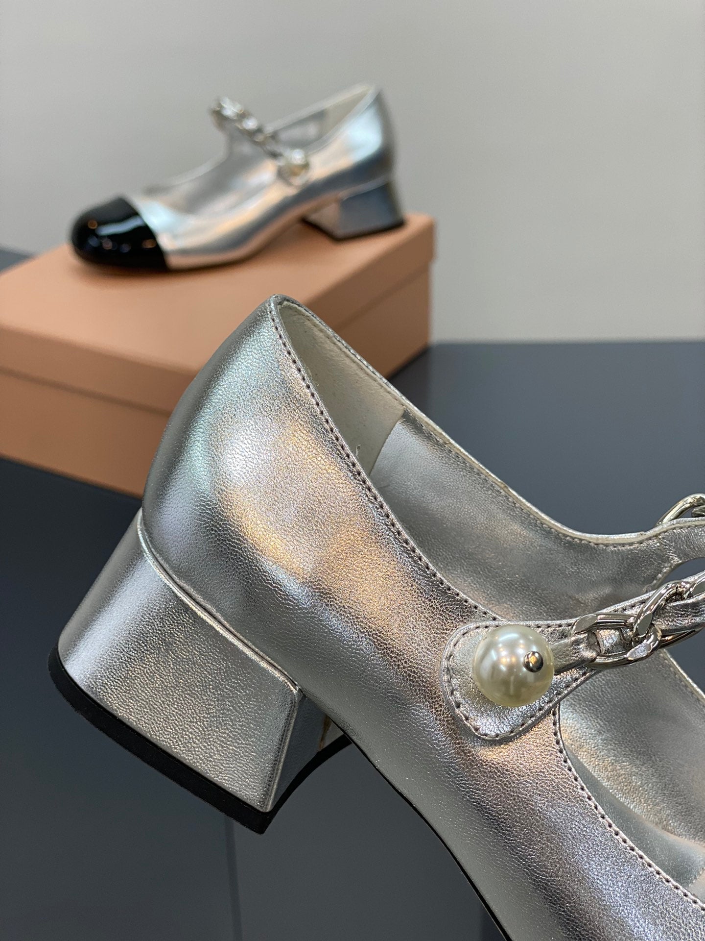 Silver and Black Heels