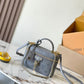Gray Box Bag with Gold Chain