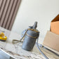 Gray Box Bag with Gold Chain