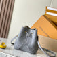 Gray Drawstring Bucket Bag