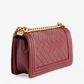 Lambskin Quilted Medium Boy Flap Dark Red