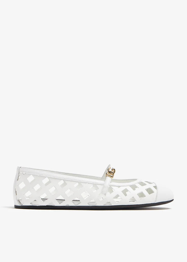 DOLCE & GABBANA Openwork calfskin ballet flats