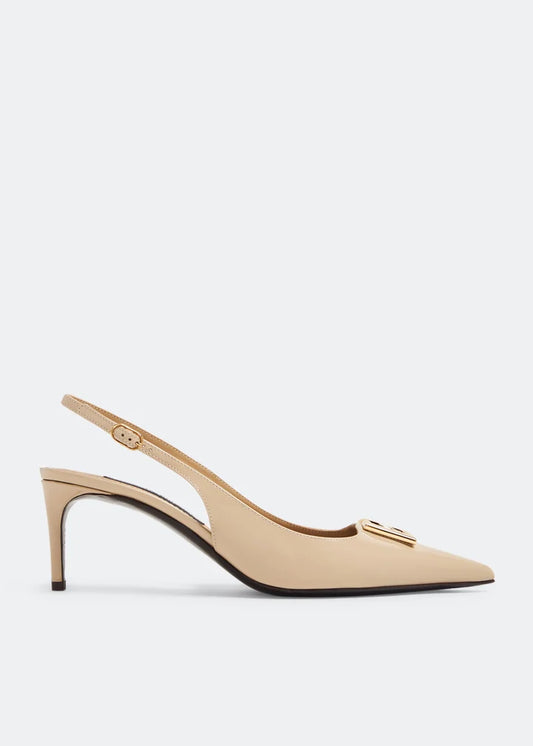 DOLCE & GABBANA Polished calfskin slingbacks