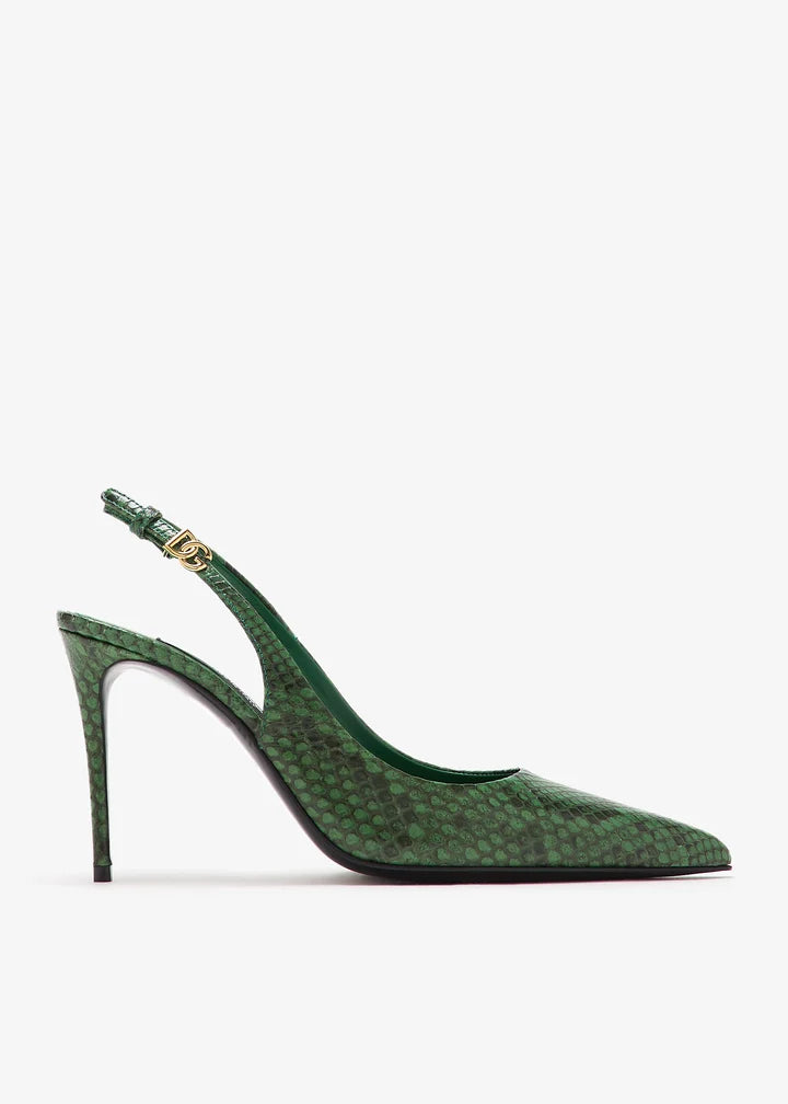 DOLCE & GABBANA Python skin slingback pumps