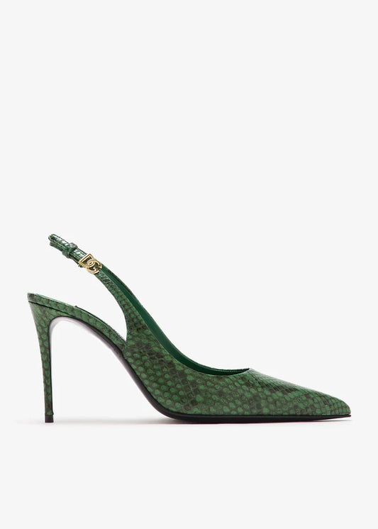 DOLCE & GABBANA Python skin slingback pumps
