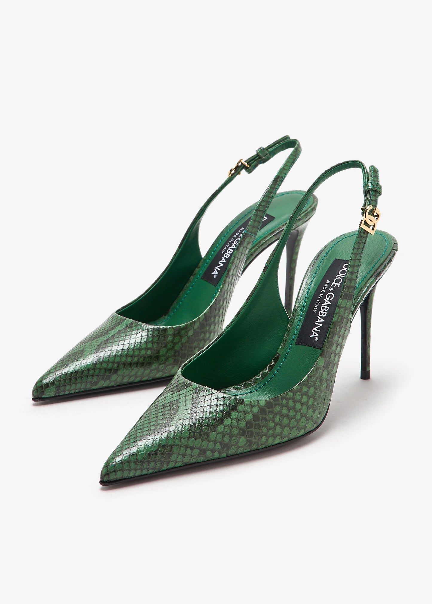 DOLCE & GABBANA Python skin slingback pumps
