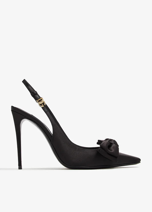 DOLCE & GABBANA Satin bow slingback pumps