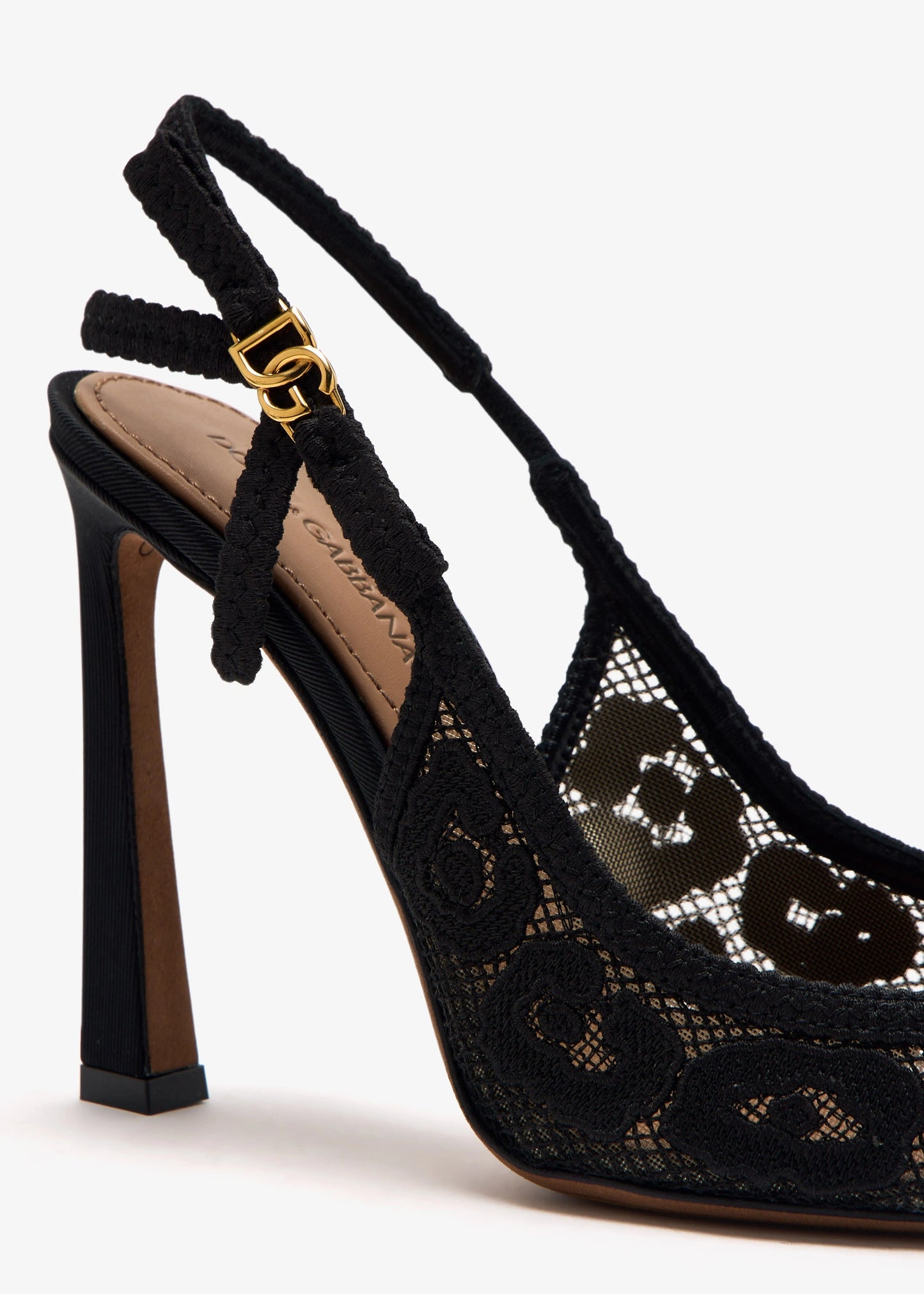 DOLCE & GABBANA Leopard Appliqué Lace Slingbacks