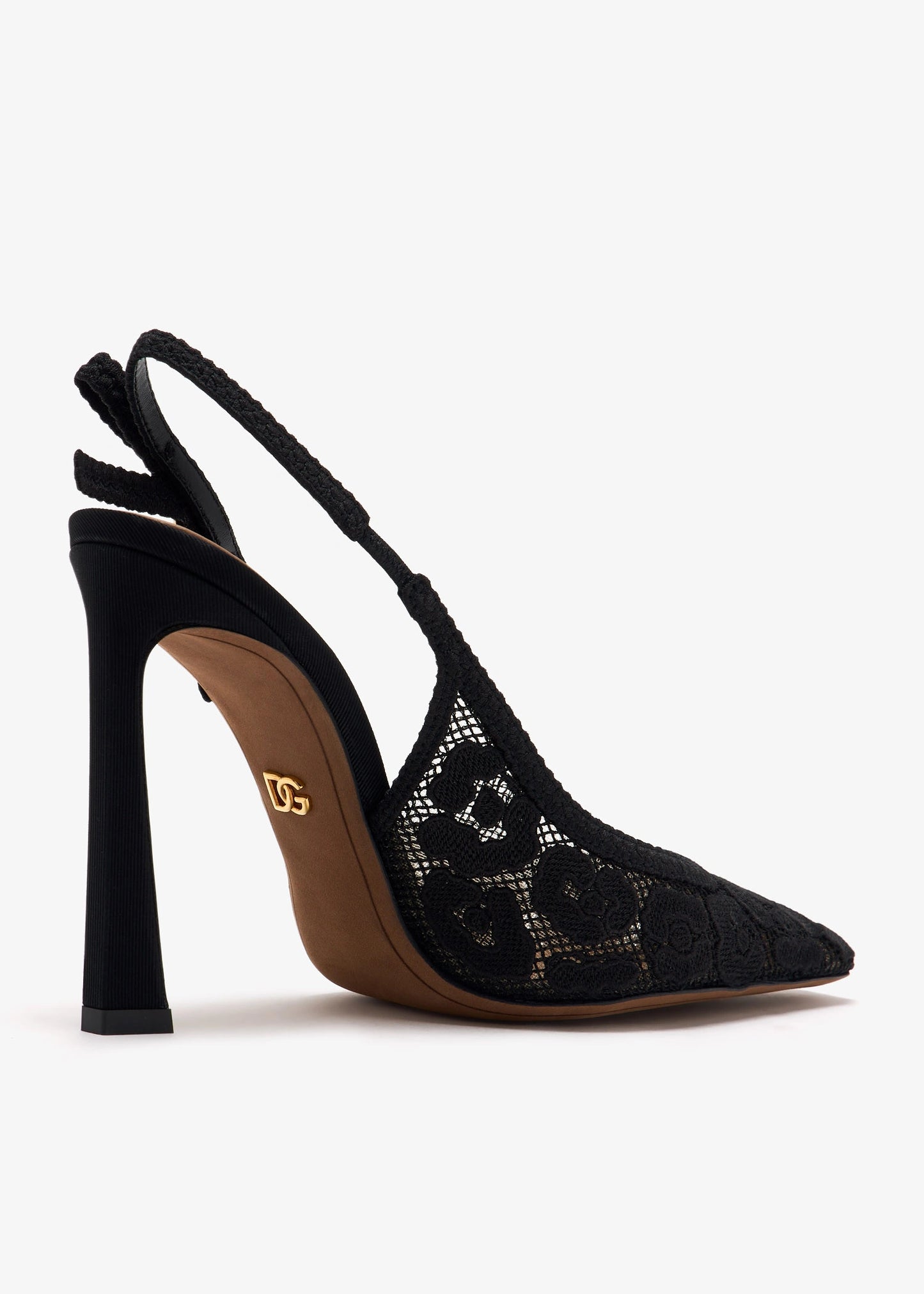 DOLCE & GABBANA Leopard Appliqué Lace Slingbacks