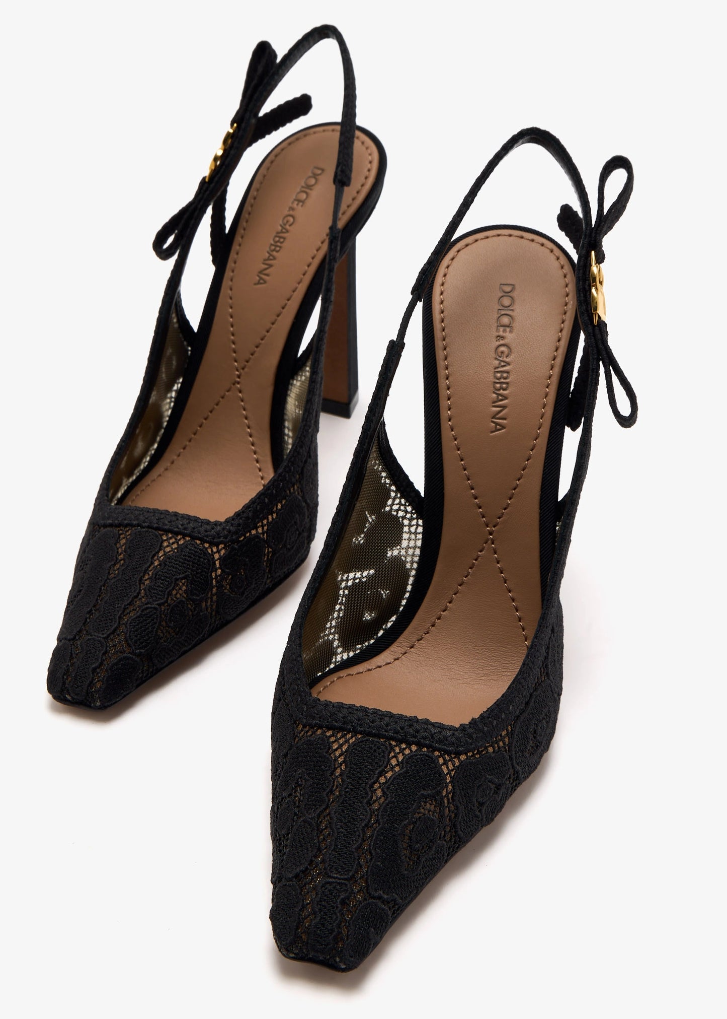 DOLCE & GABBANA Leopard Appliqué Lace Slingbacks