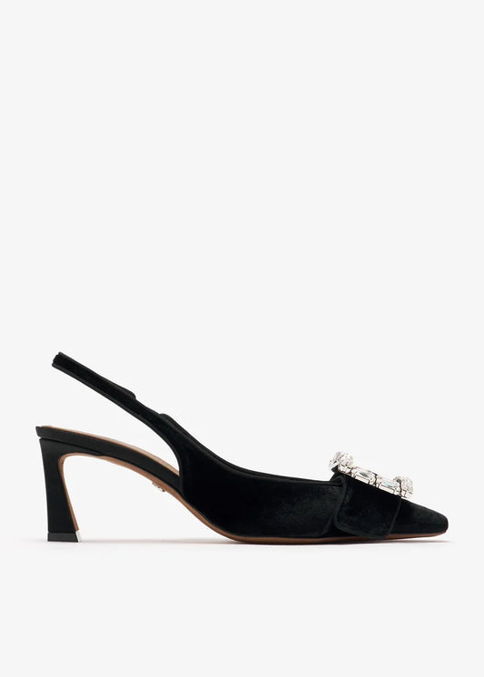 DOLCE & GABBANA Bejeweled Buckle Slingback Pumps