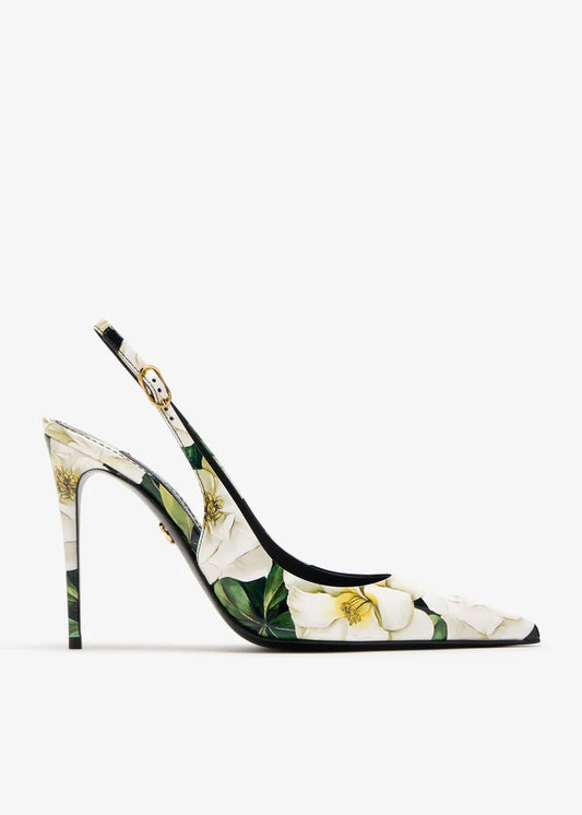 DOLCE & GABBANA Polished calfskin slingback pumps