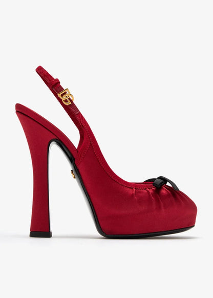 サンダル・ミュール Dolce&Gabbana Red Satin High Slingback DOLCE & GABBANA Satin slingback pumps – Elegant Boutique
