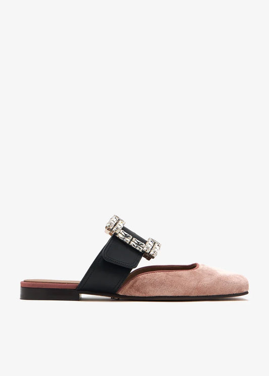 DOLCE & GABBANA Bejeweled buckle velvet mules