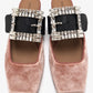DOLCE & GABBANA Bejeweled buckle velvet mules