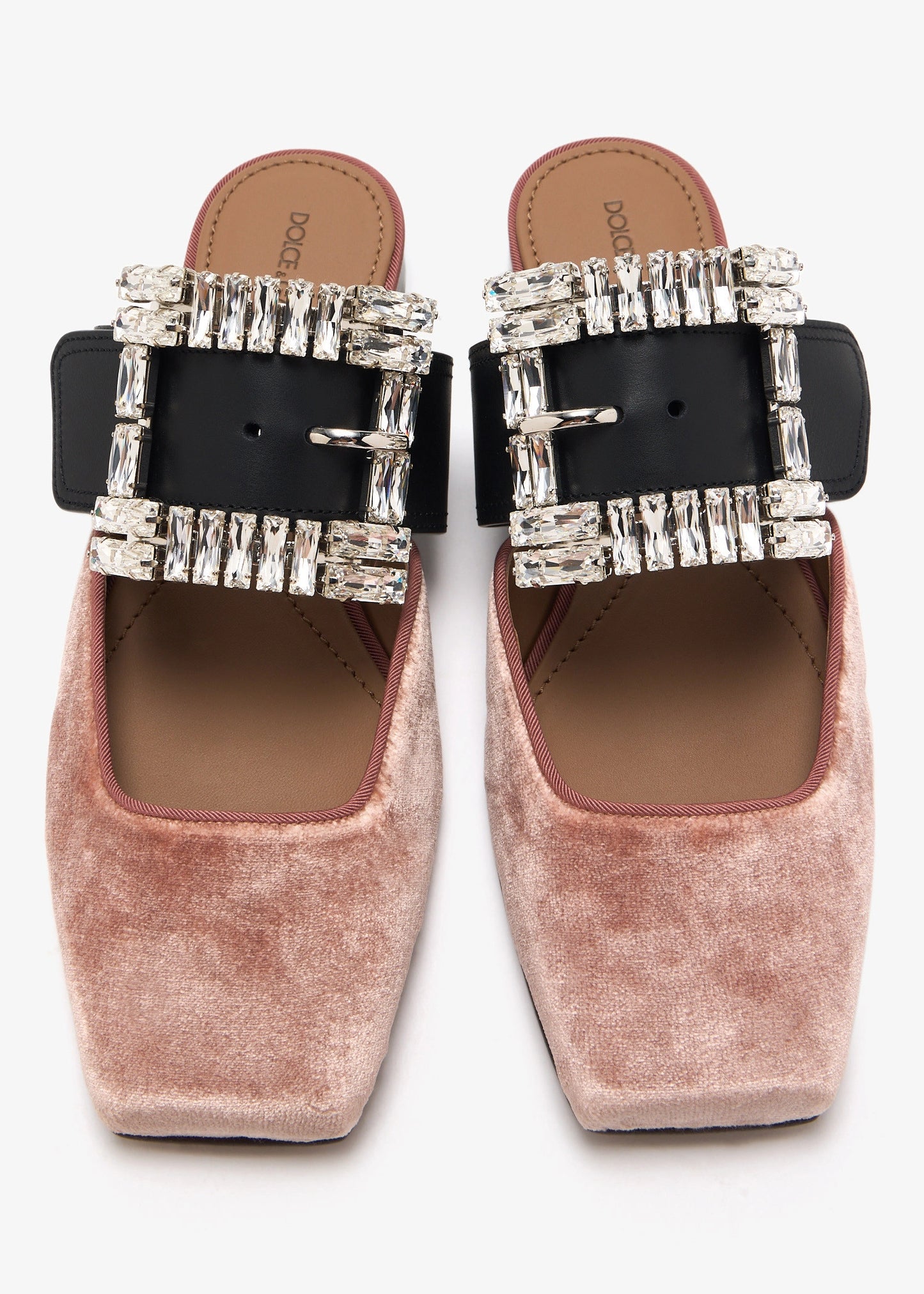 DOLCE & GABBANA Bejeweled buckle velvet mules