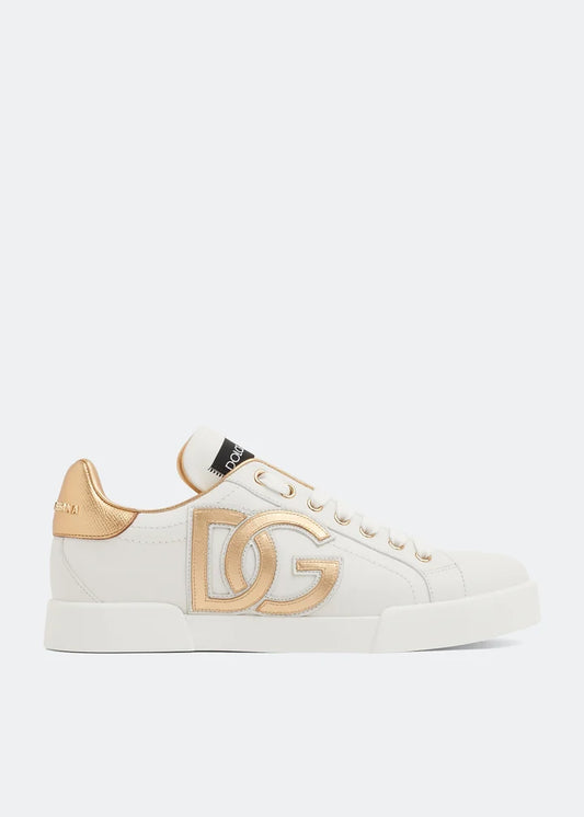 DOLCE & GABBANA Calfskin Portofino sneakers with DG logo