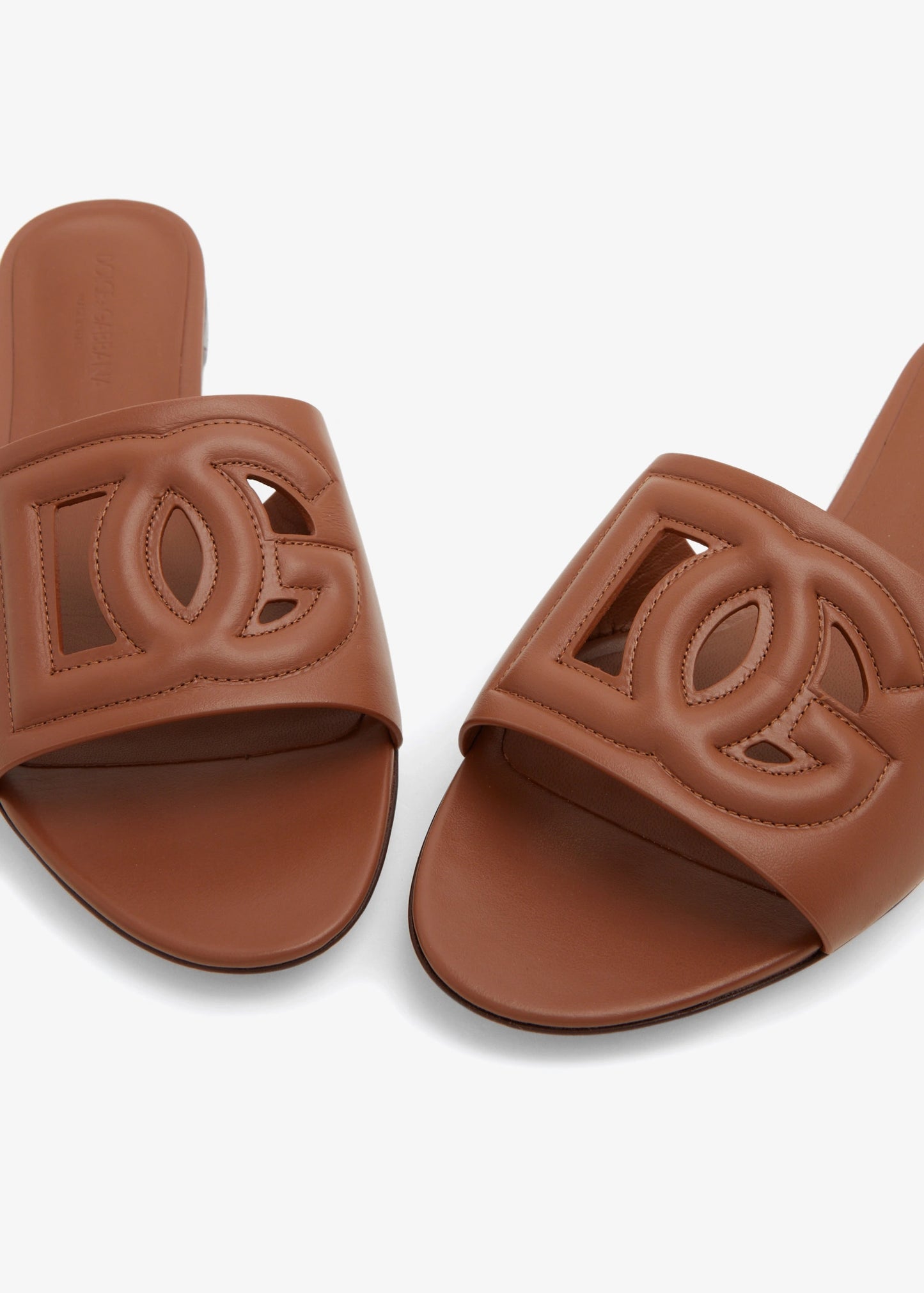 Brown - Yellow DOLCE & GABBANA DG logo flat sandals