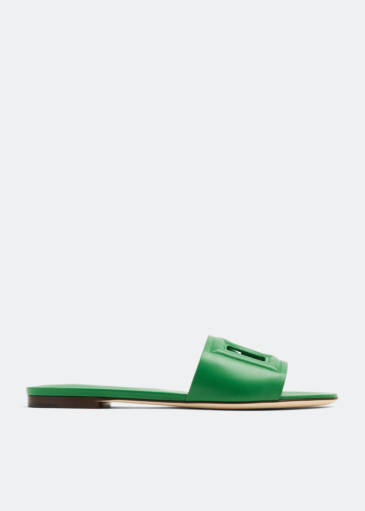 Brown - Yellow DOLCE & GABBANA DG logo flat sandals
