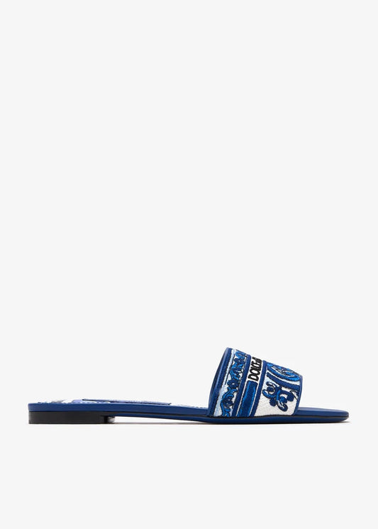 DOLCE & GABBANA Maiolica-Embroidered Slide Sandals