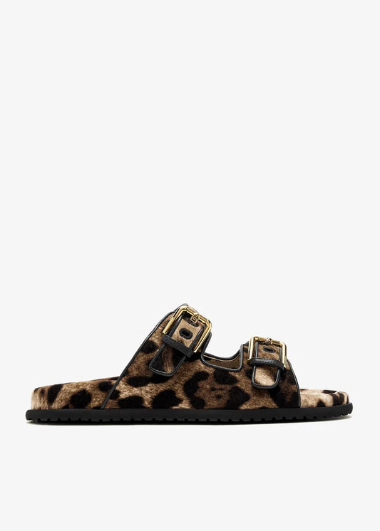 DOLCE & GABBANA Printed velvet slide sandals