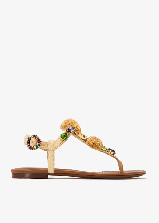 DOLCE & GABBANA Gemstone raffia flat sandals