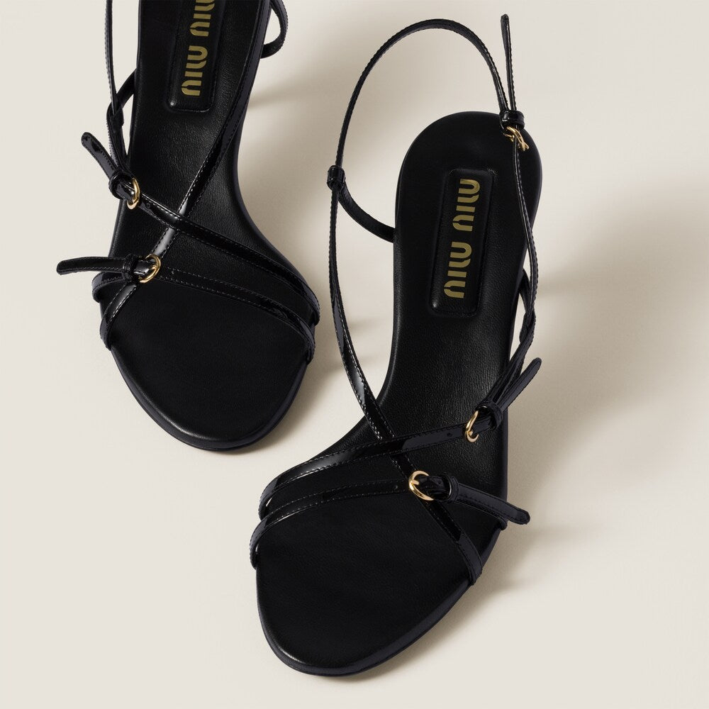 Patent Leather Sandals with Buckles