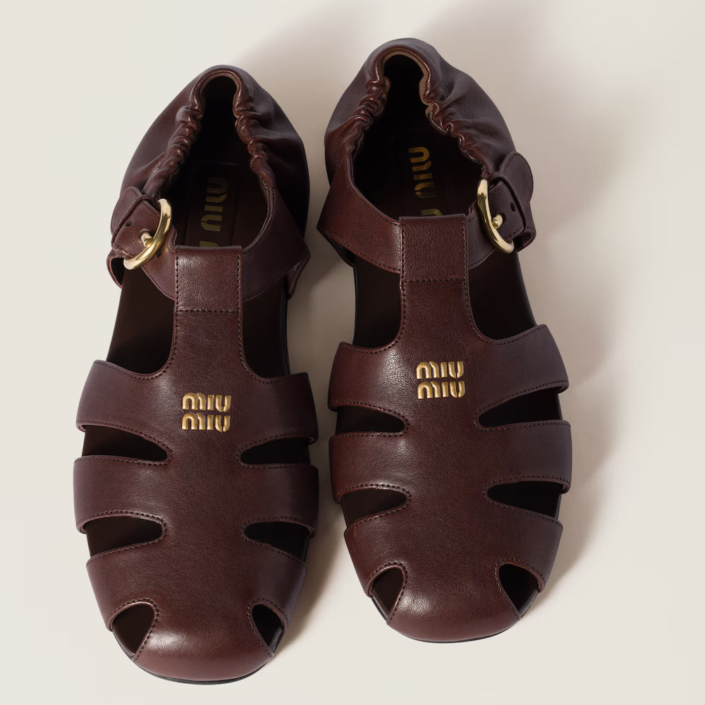 Ruches Nappa Leather Fisherman's Sandals