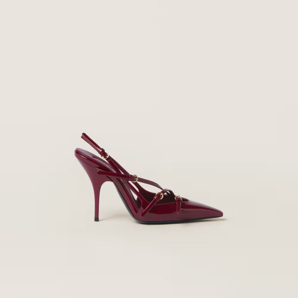 Patent Leather Slingbacks with Buckles