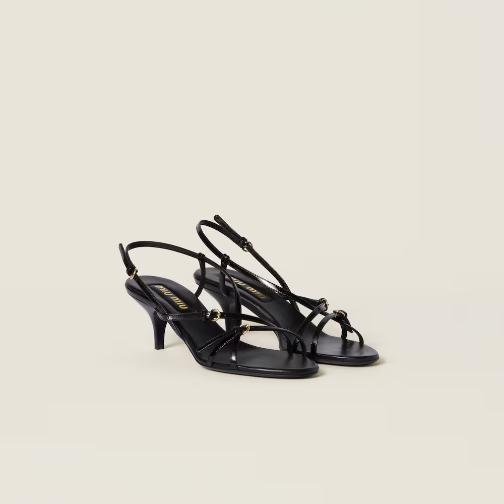 Patent Leather Sandals with Buckles