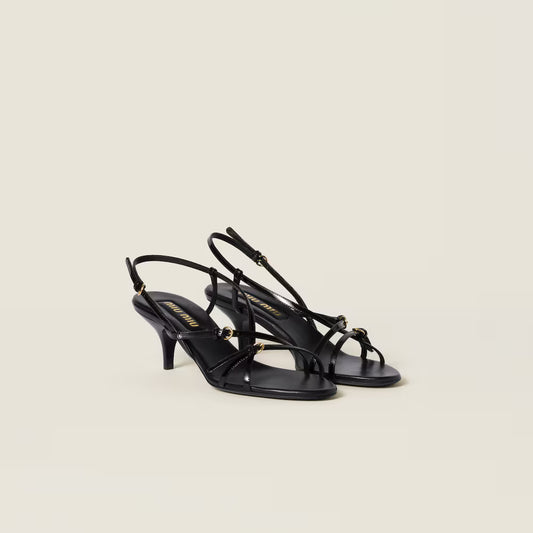 Patent Leather Sandals with Buckles